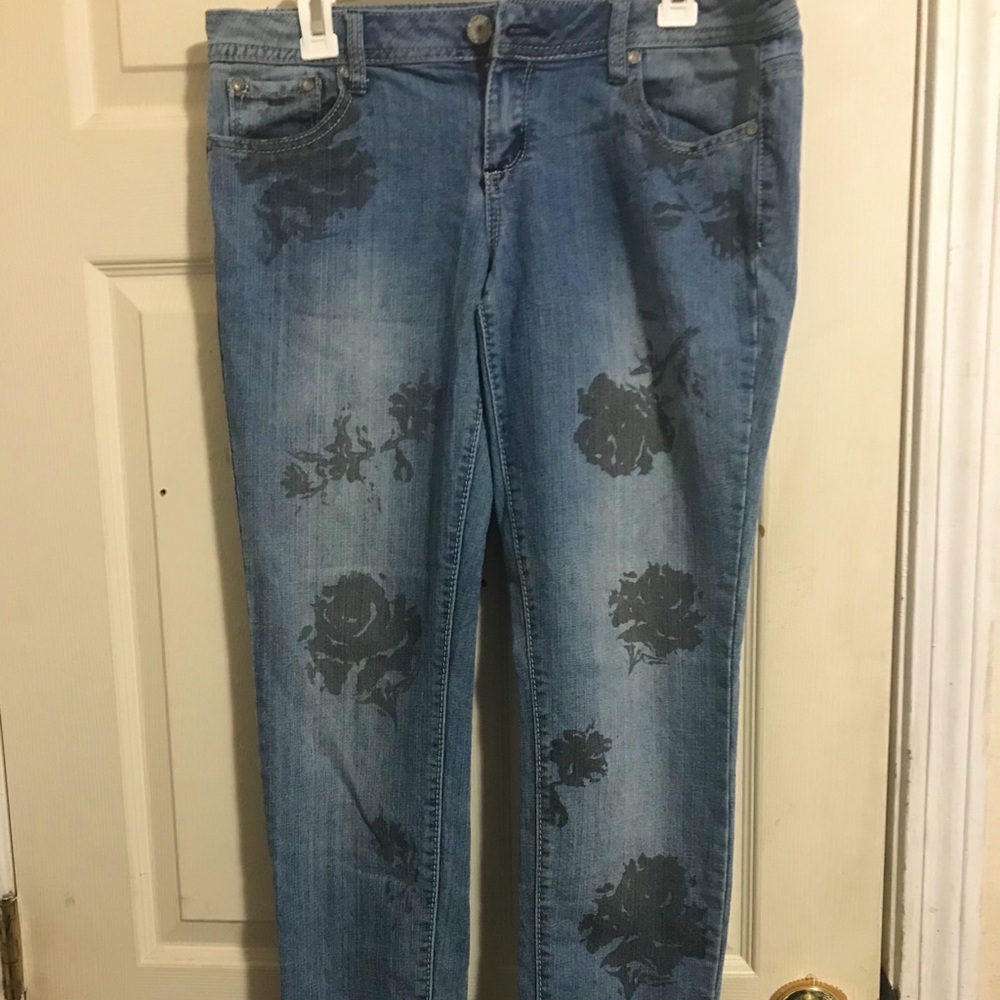 Almost Famous Flower Pattern Jeans